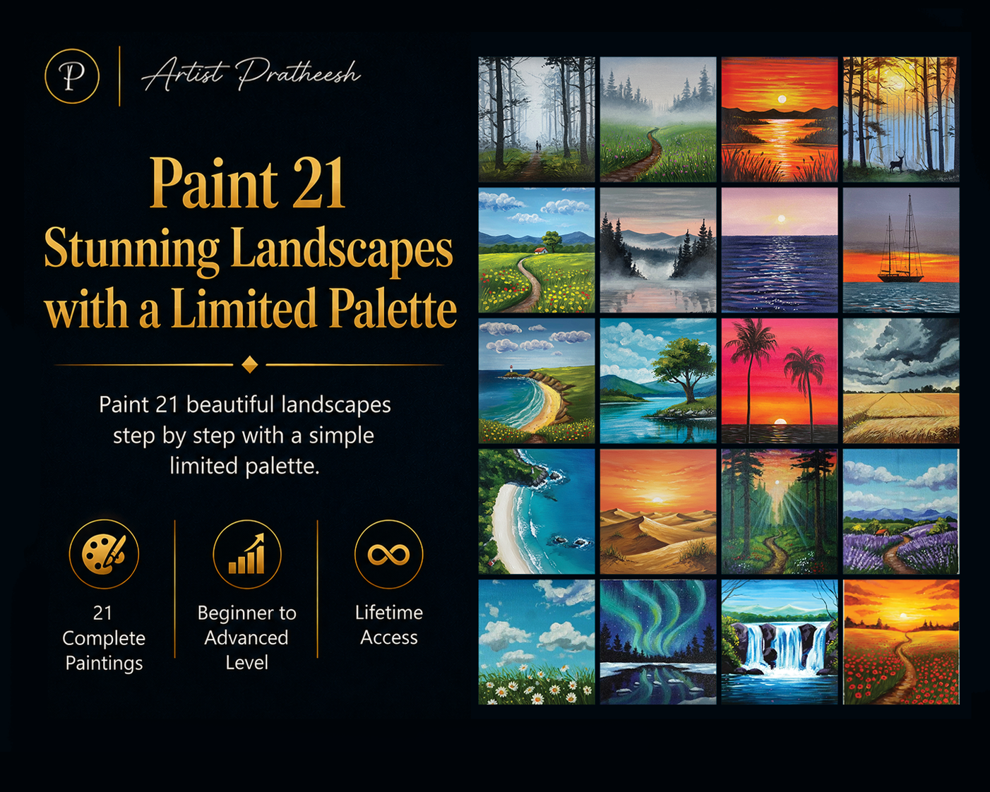 Paint 21 Stunning Landscapes course cover